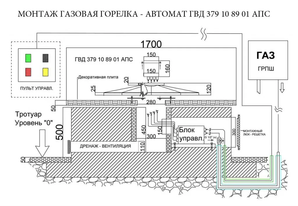 Монтаж газовой горелки с автоматикой для вечного огня в Троицке 